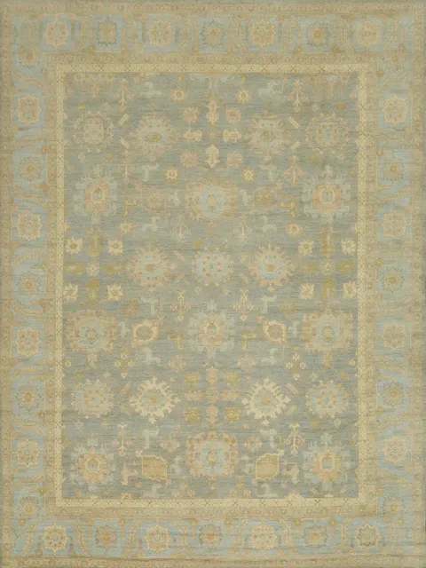 Vegetable Dye Wool Oushak Turkish Large Rug 12x14