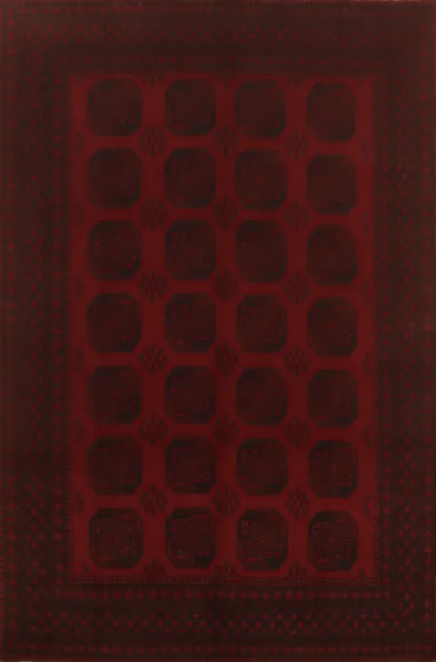 Elephant Foot Red Balouch Afghan Area Rug 8x11