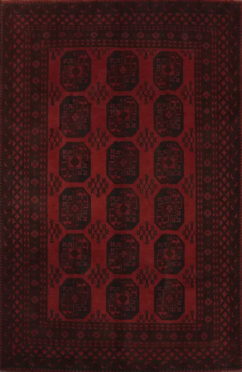 Elephant Foot Red Balouch Afghan Area Rug 7x9
