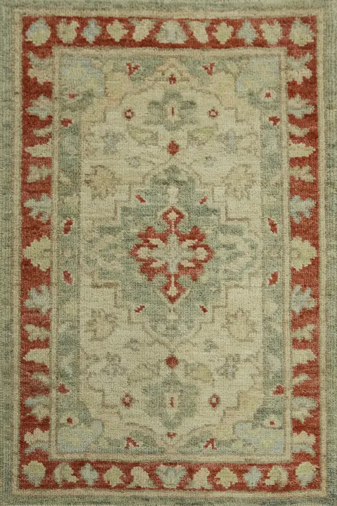 Earth Tone Wool Oushak Vegetable Dye Foyer Rug 2x3