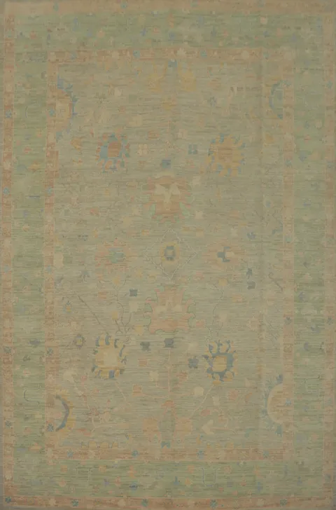 Vegetable Dye Wool Oushak Turkish Area Rug 9x12