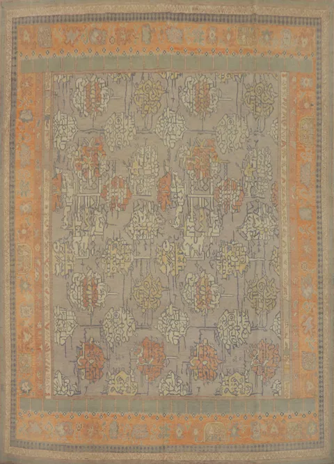 Vegetable Dye Wool Oushak Turkish Area Rug 9x10