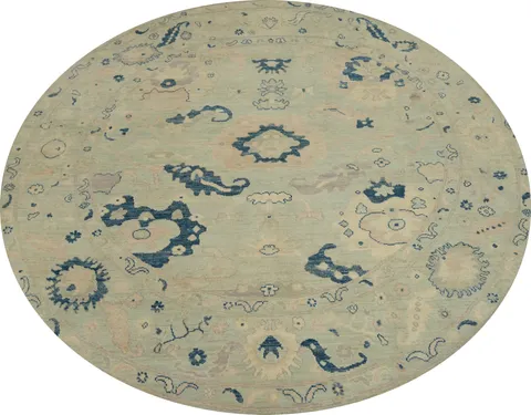 Vegetable Dye Wool Oushak Round Area Rug 8x8
