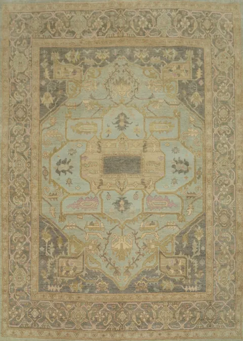 Vegetable Dye Wool Oushak Turkish Area Rug 8x10