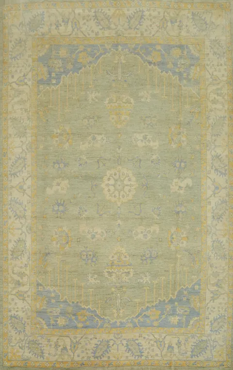 Vegetable Dye Wool Oushak Turkish Area Rug 9x12