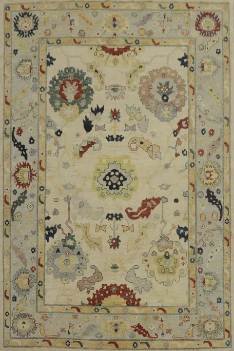Vegetable Dye Wool Oushak Turkish Area Rug 9x12