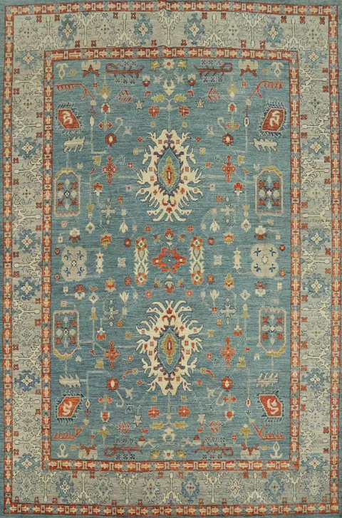Vegetable Dye Wool Oushak Turkish Area Rug 9x12