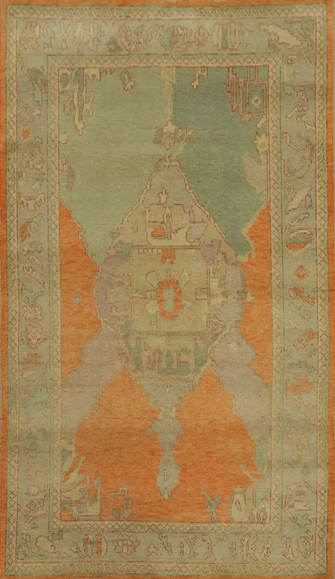 Vegetable Dye Wool Oushak Turkish Rug 4x7