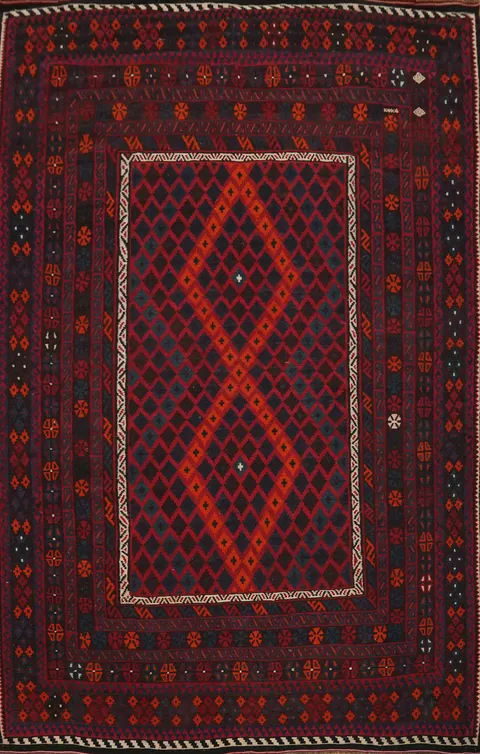 Vegetable Dye Red Kilim Oriental Area Rug 9x13