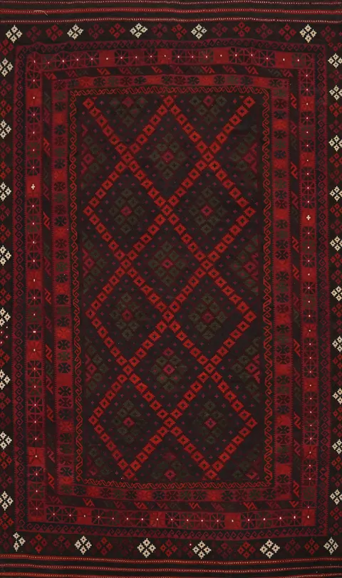 Geometric Kilim Vegetable Dye Area Rug 9x13