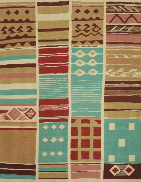 Flat Weave Wool Kilim Square Area Rug 6x6