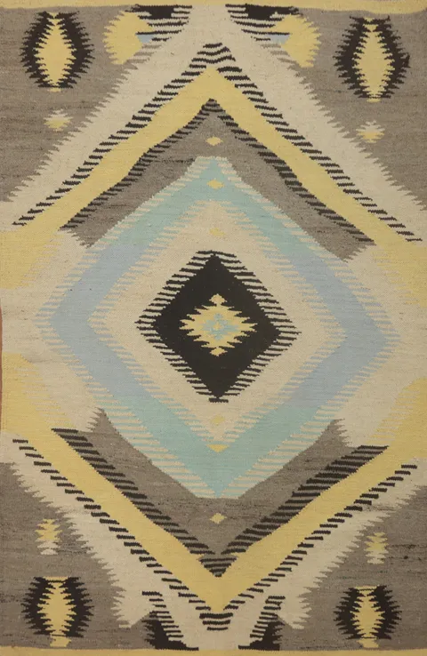 Vegetable Dye Geometric Kilim Oriental Rug 4x6