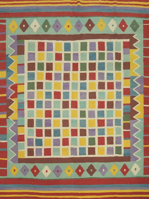 Checkered Wool Kilim Oriental Area Rug 8x10