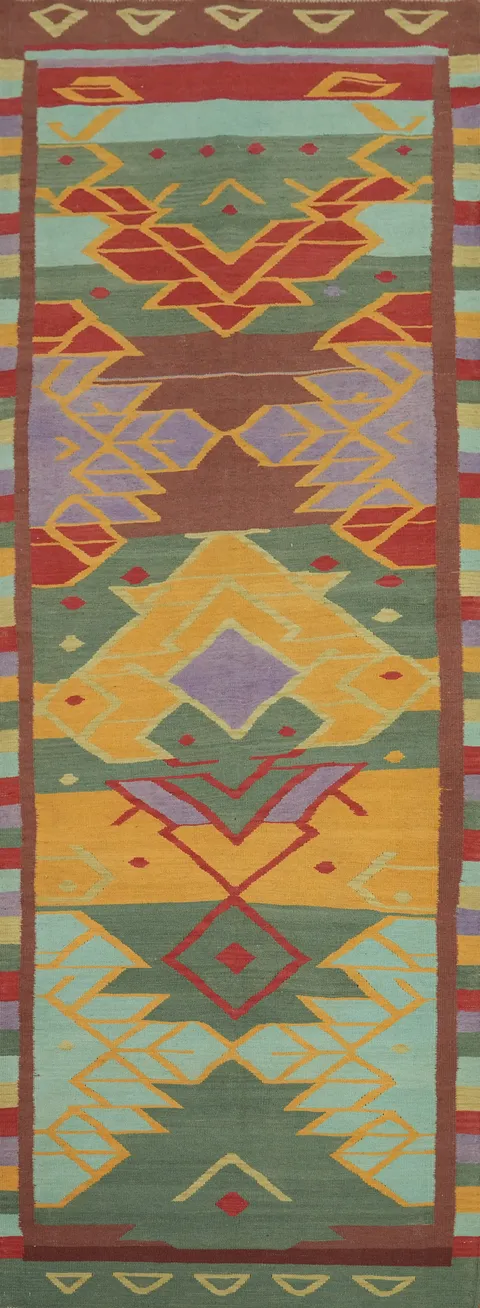 Geometric Kilim Oriental Runner Rug 4x13