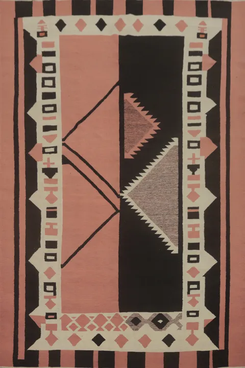 Pink Geometric Kilim Oriental Area Rug 8x11