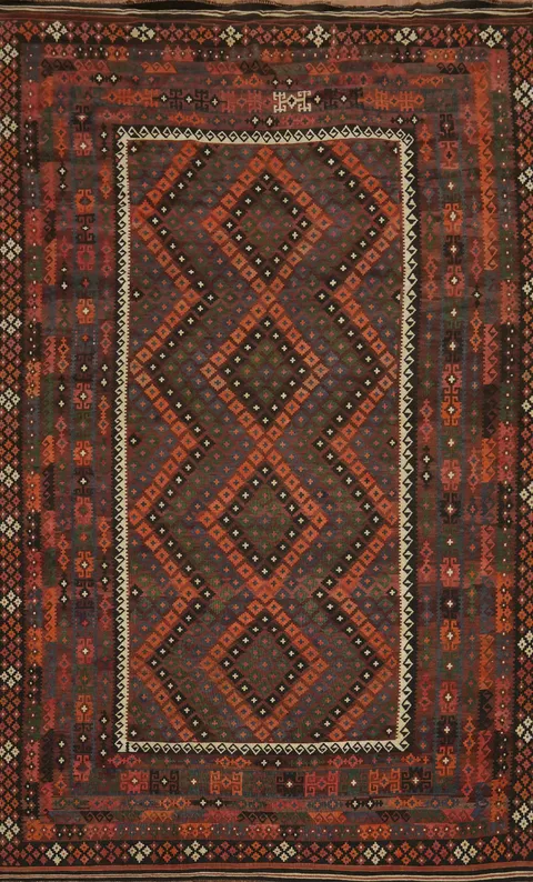 Geometric Kilim Vegetable Dye Large Rug 10x16
