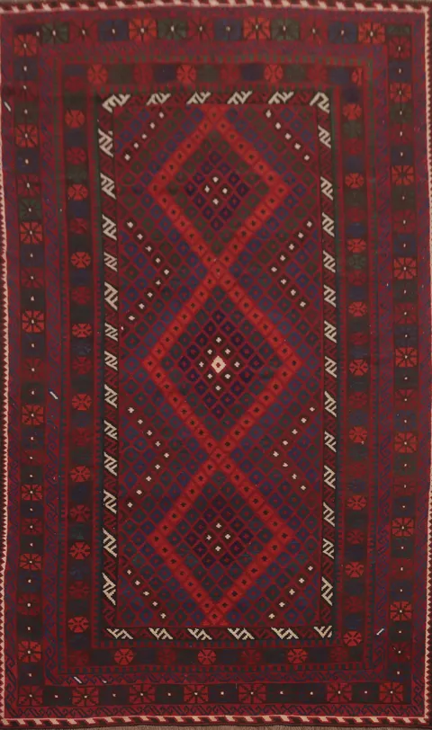 Geometric Kilim Vegetable Dye Area Rug 8x13