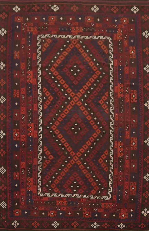 Tribal Wool Kilim Vegetable Dye Area Rug 9x13