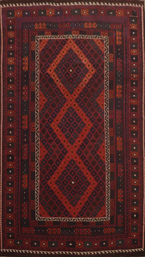Geometric Kilim Vegetable Dye Area Rug 8x14