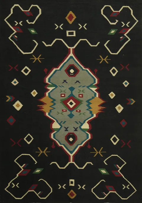 Black Geometric Kilim Oriental Area Rug 10x13