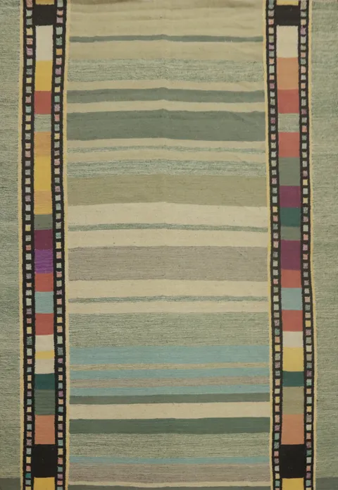 Striped Wool Kilim Vegetable Dye Area Rug 8x10