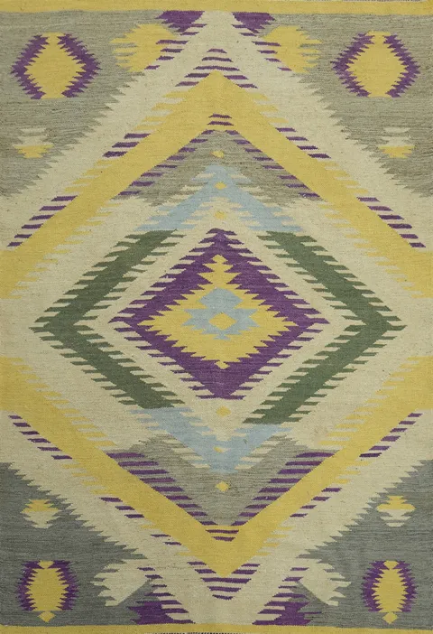 Geometric Wool Kilim Vegetable Dye Rug 5x7