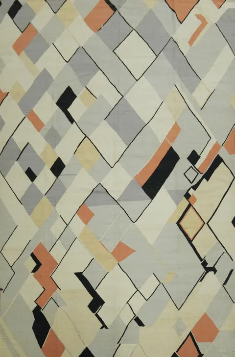 Vegetable Dye Wool Kilim Modern Large Rug 12x16