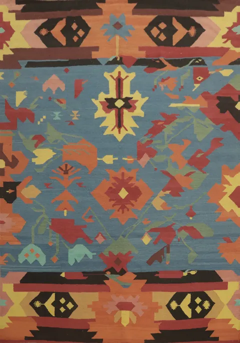 Blue Geometric Kilim Oriental Area Rug 8x10
