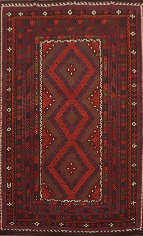 Geometric Kilim Vegetable Dye Area Rug 8x13