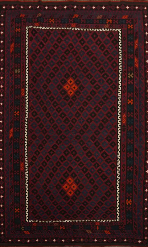 Geometric Kilim Vegetable Dye Area Rug 8x13