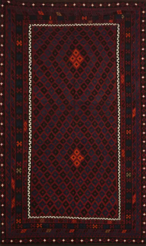 Geometric Kilim Vegetable Dye Area Rug 8x13