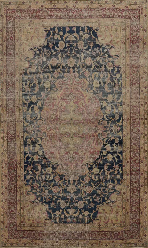 Pre-1900 Vegetable Dye Kerman Ravar Persian Large Rug 10x17