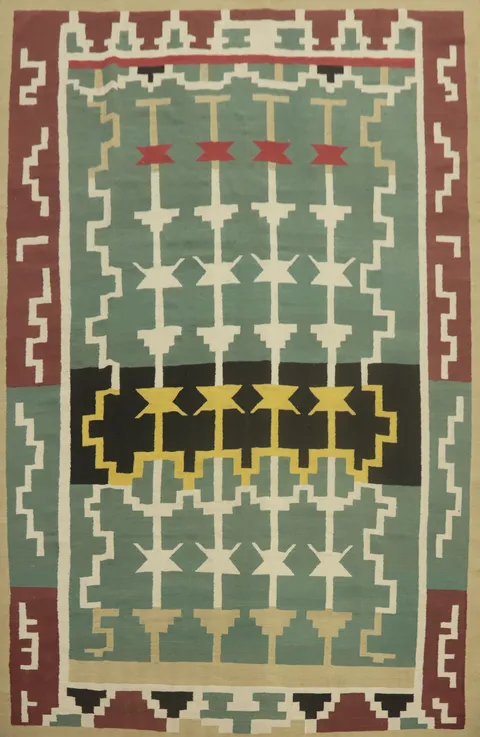 Green Geometric Kilim Oriental Area Rug 9x12