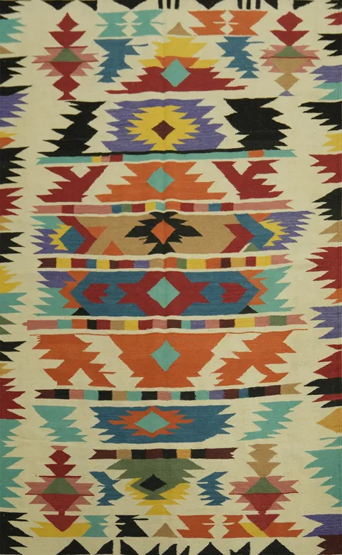 Flat Weave Colorful Kilim Oriental Area Rug 5x8