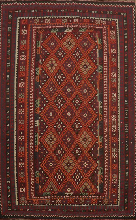 Vegetable Dye Wool Kilim Area Rug 9x13