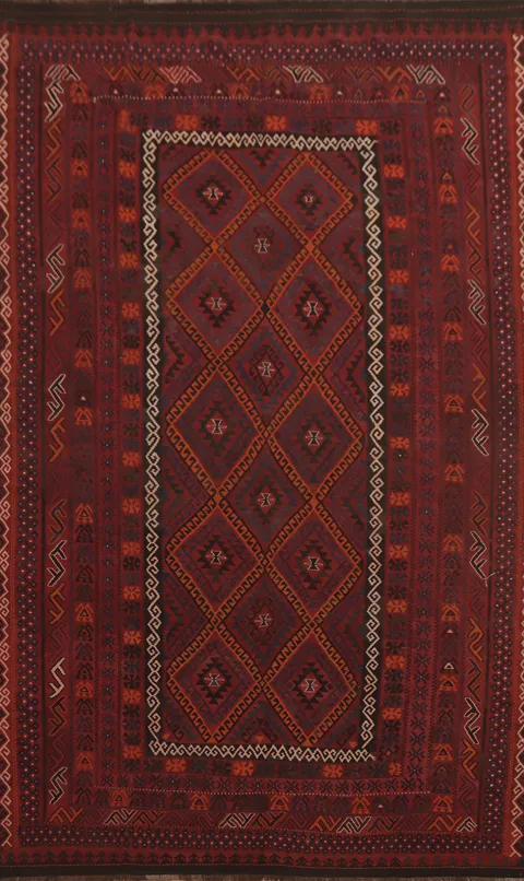 Geometric Kilim Vegetable Dye Wool Large Rug 9x15