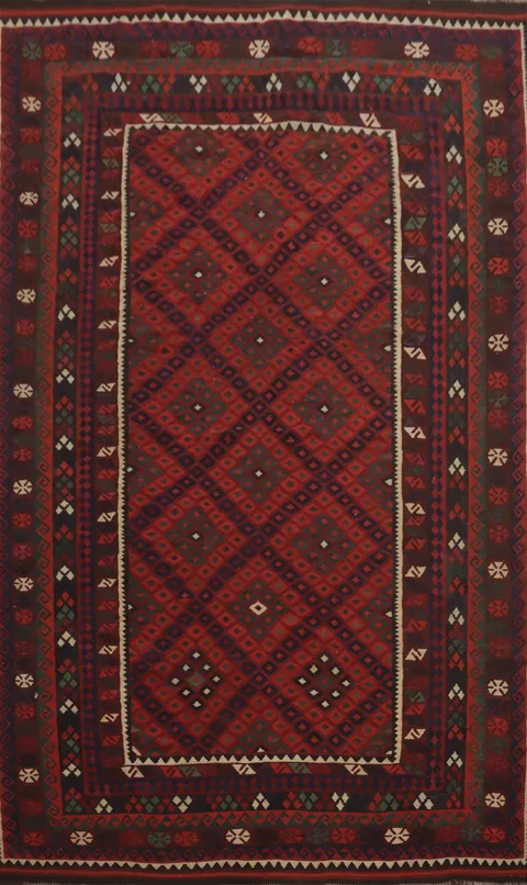 Flat Weave Wool Kilim Vegetable Dye Area Rug 8x13