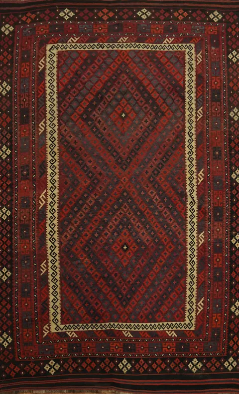 Geometric Kilim Vegetable Dye Area Rug 8x13