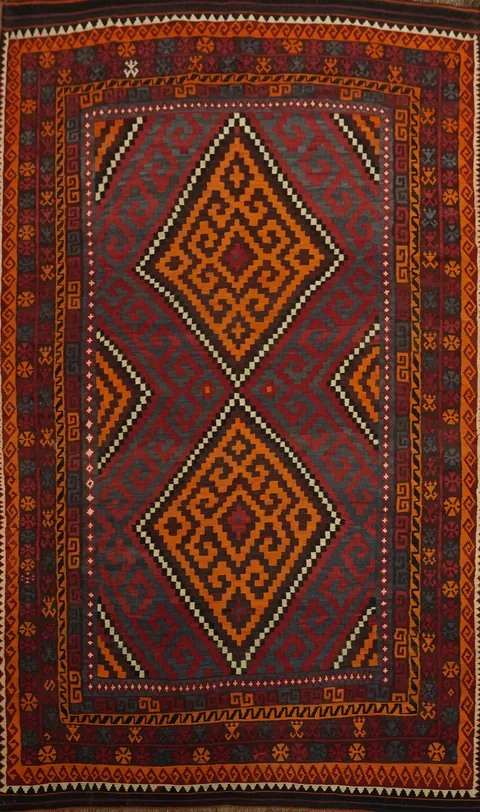 Vegetable Dye Kilim Geometric Area Rug 8x13