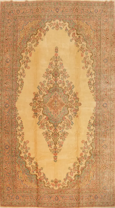 Vegetable Dye Kerman Persian Large Rug 12x19