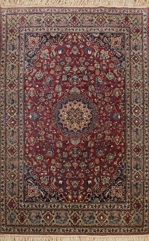 Masterpiece Vegetable Dye Floral Isfahan Persian Rug 5x7