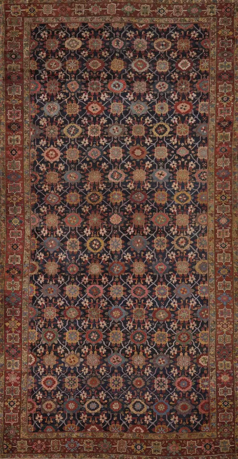 Pre-1900 Vegetable Dye Heriz Bakhshayesh Persian Rug 8x17