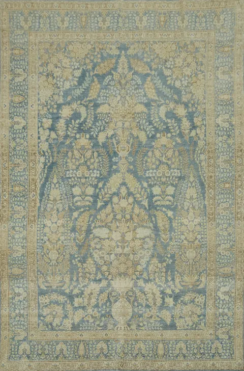 Antique Blue Floral Tabriz Persian Area Rug 10x13