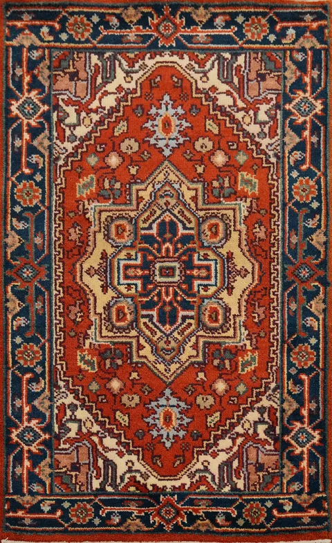 Geometric Heriz Serapi Indian Rug 3x5