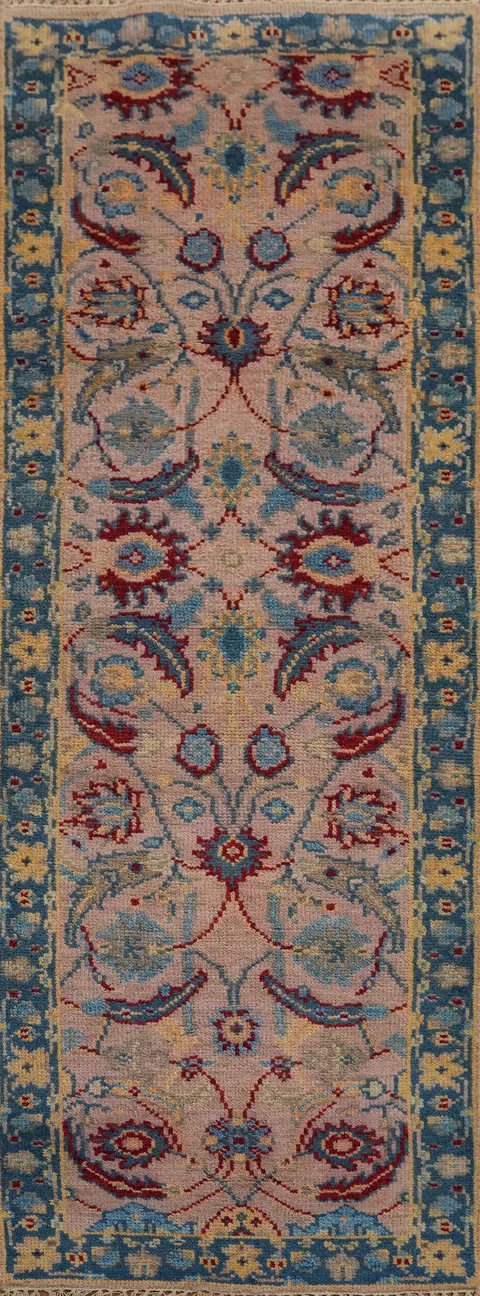 Handmade Pink Oushak Indian Runner Rug 3x8