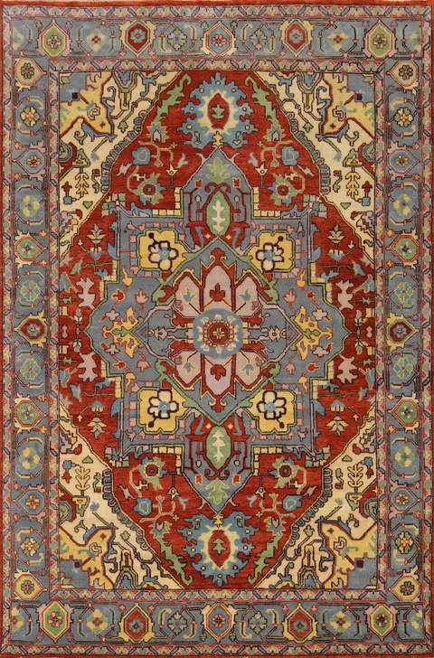 Geometric Heriz Serapi Indian Large Rug 10x14