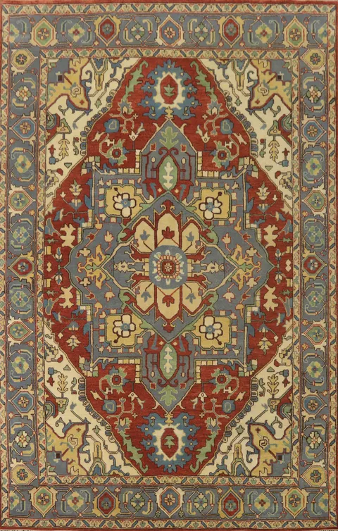 Geometric Heriz Serapi Indian Large Rug 10x14