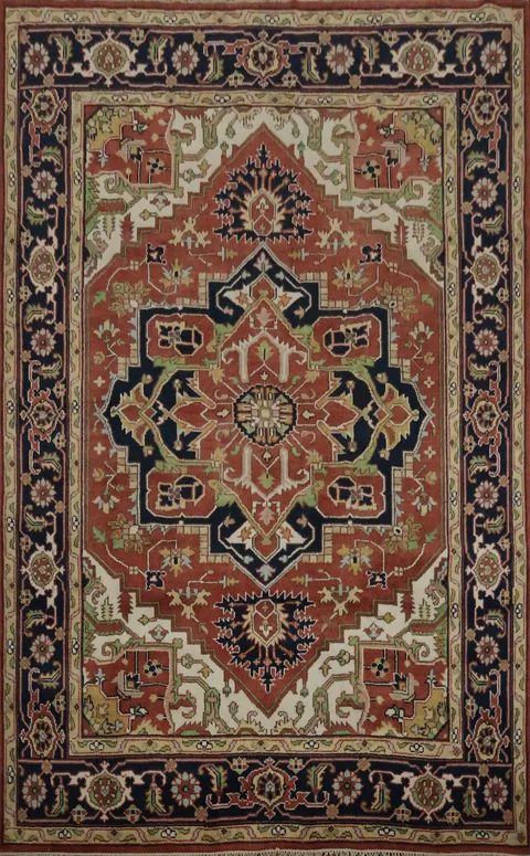 Craftsmanship Luxury Heriz Serapi Area Rug 9x12 with Central Motif
