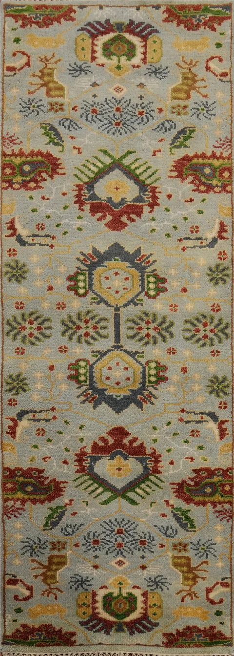 Geometric Kazak Indian Runner Rug 3x8