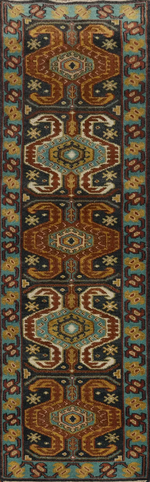Geometric Heriz Serapi Indian Runner Rug 3x10